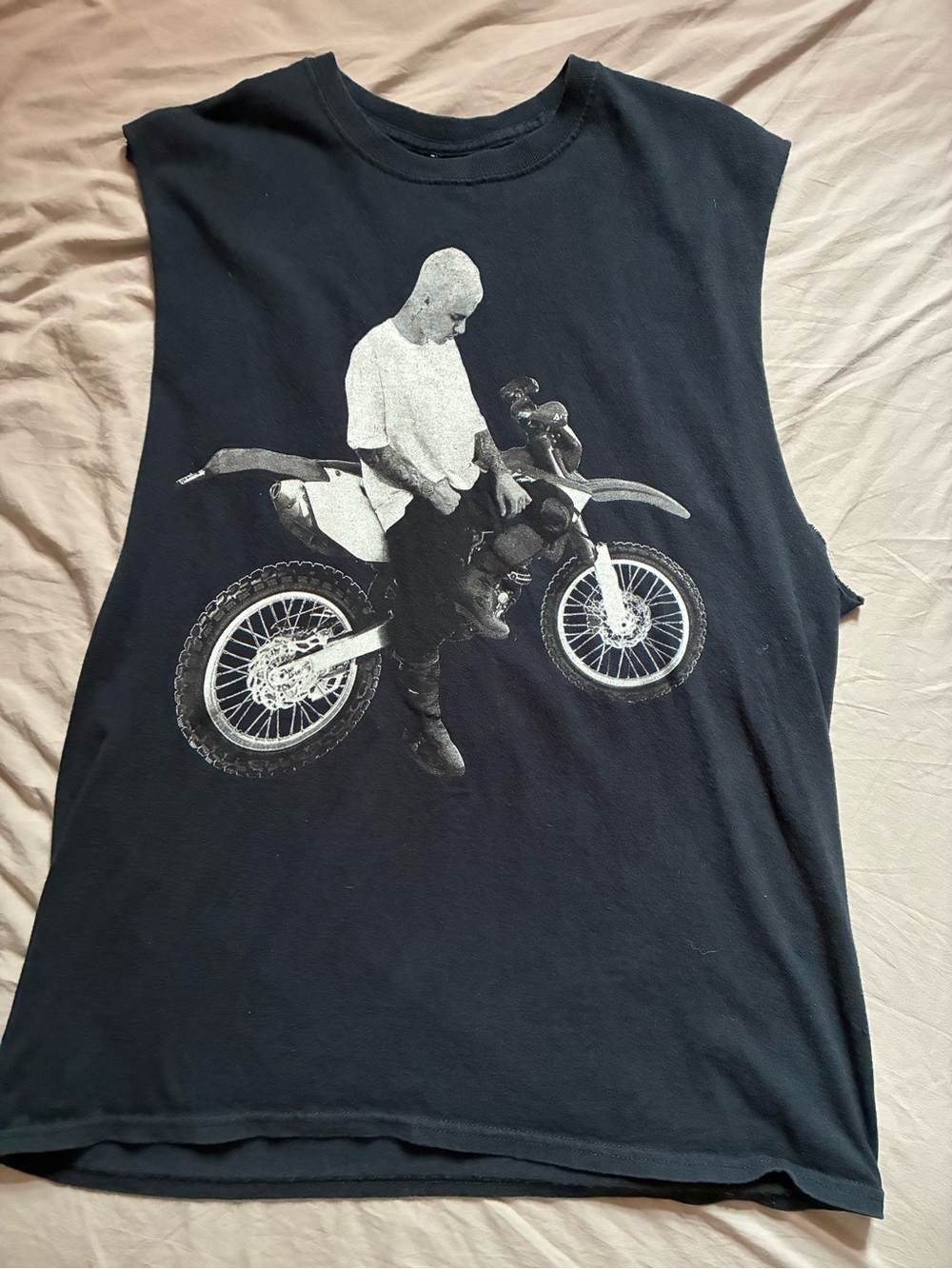 Men's Black Muscle Tee with Justin Beiber